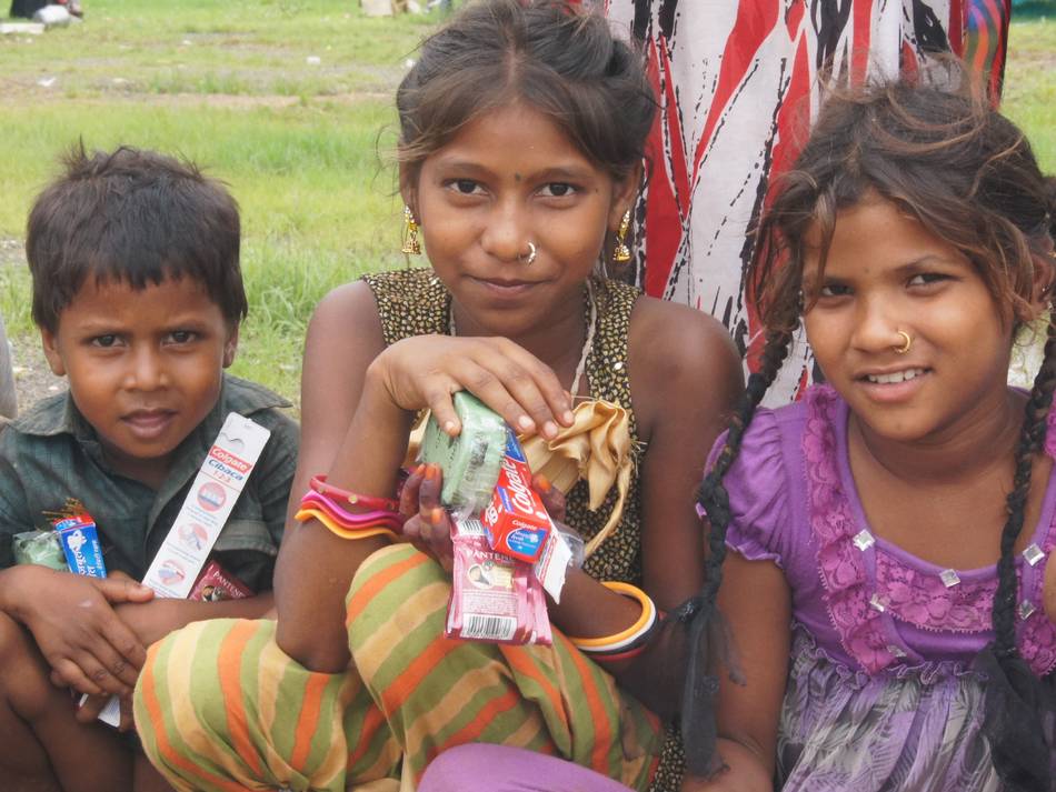 Children On Street With Gifts