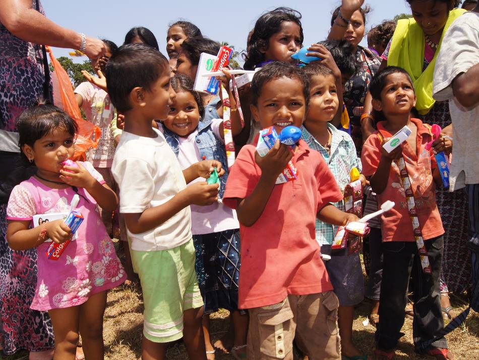 Mass Of Children During Slum Visit