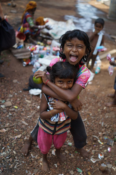 One of the children enjoying the suprise that Children's Day brought