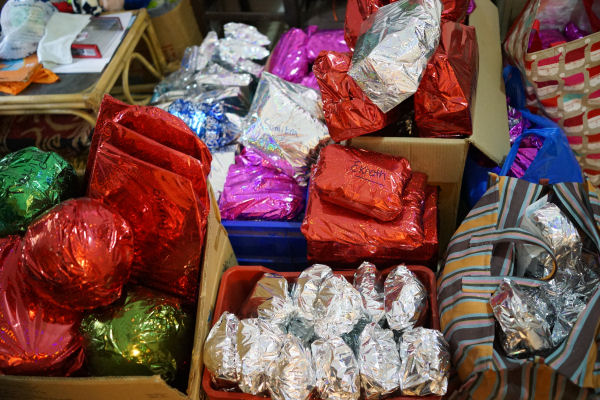 Christmas Gifts Wrapped In Preperation for Giving Out to Street and Slum Children