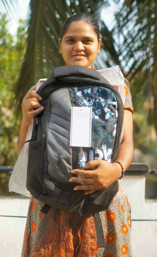 Holding Onto School Bag
