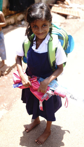 School girl ready to go to school