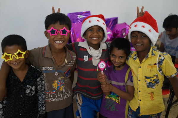 Some of the boys before they receive their gifts