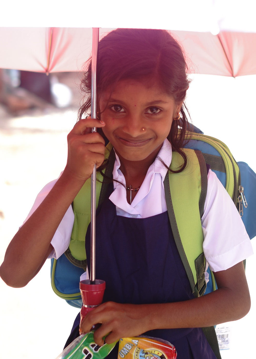 A School Girl With Umbrella