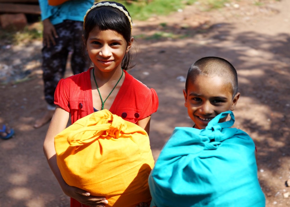 Orange And Blue Diwali Bags
