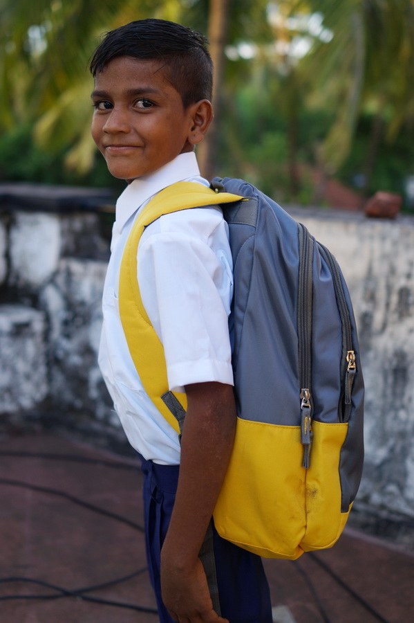 School Boy with New Uniform and Bag