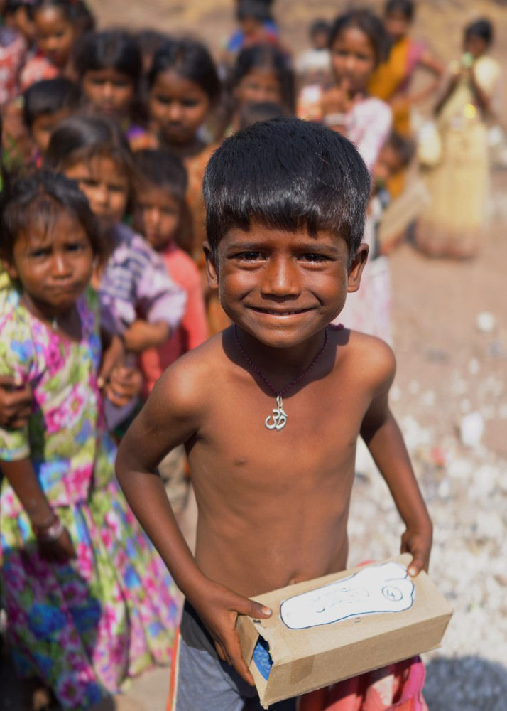 Boy After Receiving Flipflops