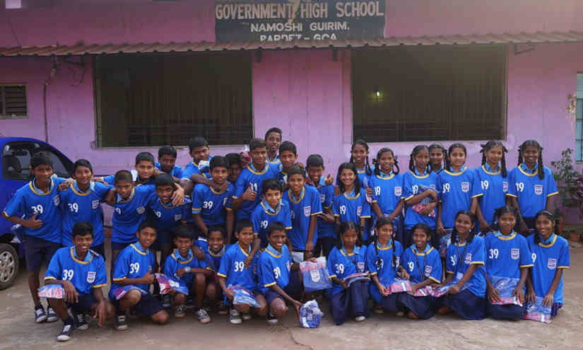 Govt School in Mapusa who received 100's of donated football shirts from goa Outreach