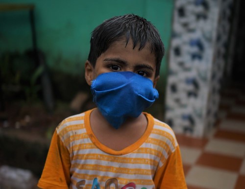 families receiving the donated masks