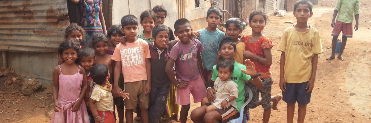 Slum Children Gathered Around For Photo