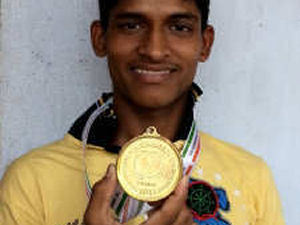Showing Off the Kung Fu Medal he won