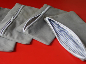Pencil Cases made from Clothes donated by Susan and Alfie, RIP Alfie