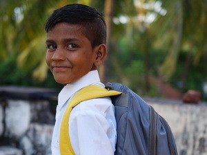 School Boy with New Uniform and Bag
