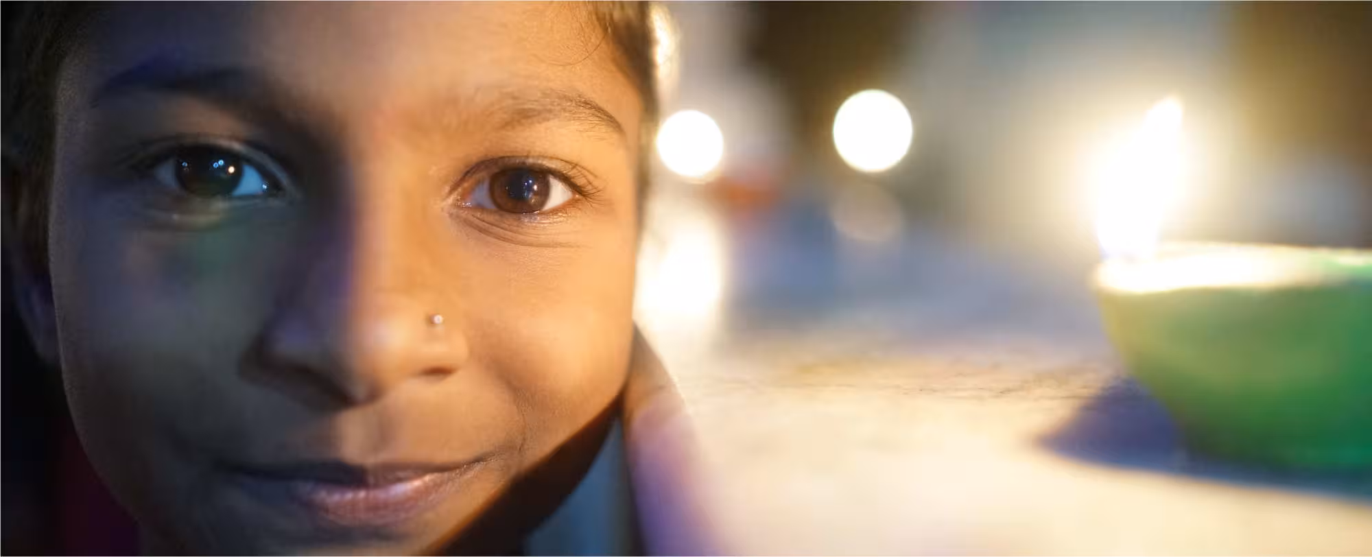 Diwali Lamp and Girls Eyes photo